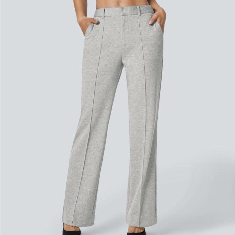 Halara NWT Grey Flex High Waisted Wide Leg Tailored Pants XS Regular Office